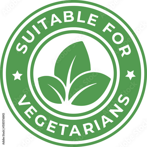 green suitable for vegetarians stamp sticker with leaf icon vector design
