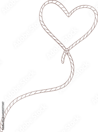 Cowgirl Rope Heart Loop Knot Outline Illustration_4