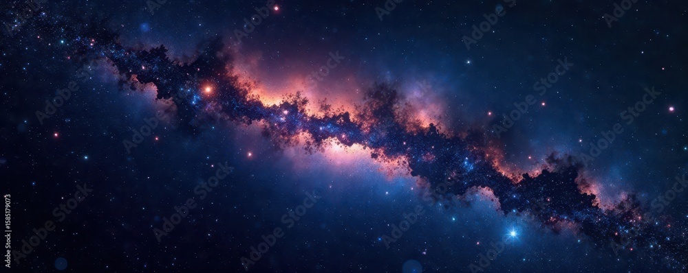 Naklejka premium Infinite black expanse, brilliant star clusters , timelessness, wonder, mystery