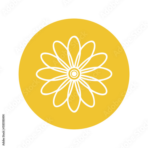 Geometric flower in yellow circle flat design