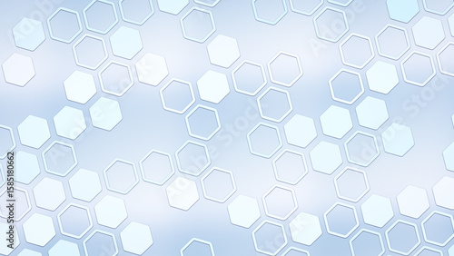 A minimalist light blue and white abstract background with a futuristic hexagonal pattern, creating a seamless honeycomb texture