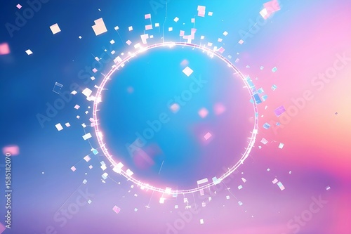 Futuristic Glowing Circle on Blue Pink Background – Abstract Tech Loop
