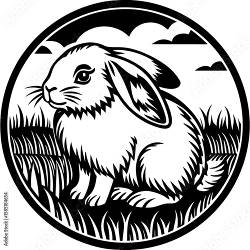 bunny (linocut style)