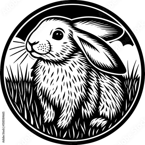 bunny (linocut style)