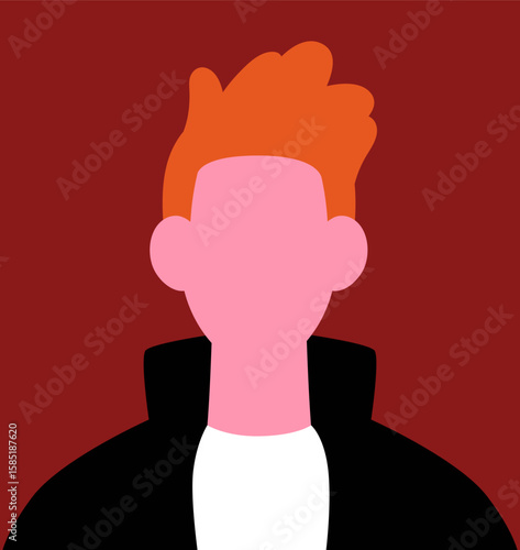 Abstract man, head portrait. Faceless male character, poster, user profile in modern style. Anonymous person, unknown neutral unemotional blank empty face avatar. Flat vector illustration