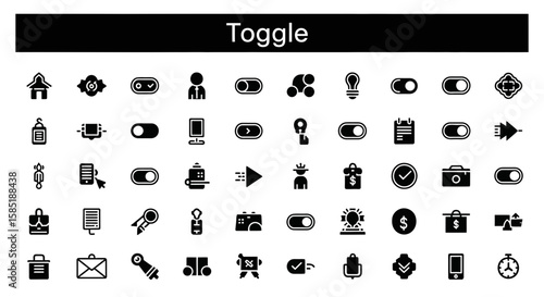 Toggle Icon: On/Off Switch & Activation Solid Black Symbol