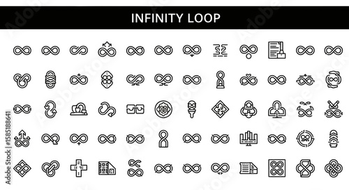 Infinity Loop Icon: Endless Cycle & Eternal Solid Black Symbol