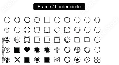 Circular Frame Icon: Photo Border & Design Element Solid Black