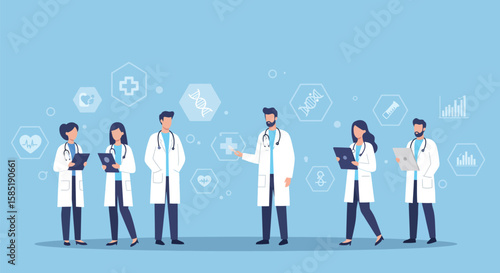 Medical Professionals Team Doctors And Healthcare Workers illustration