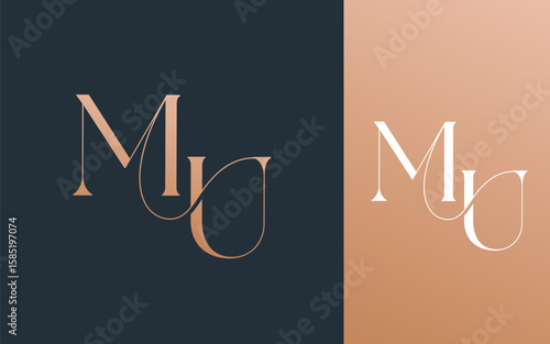 Initial letter MU UM logo design vector illustration for couple, wedding, and business