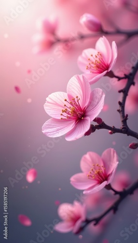 Wallpaper Mural Floating cherry blossom, soft light, slow descent, oriental, sakura, flora Torontodigital.ca