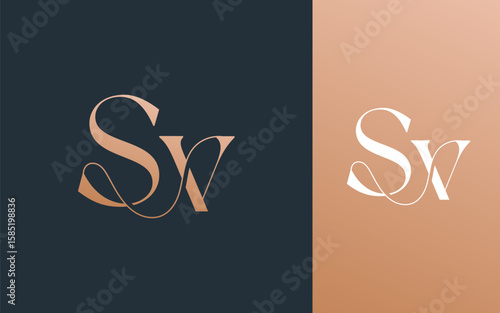 Initial letter SV VS logo design vector illustration for couple, wedding, and business