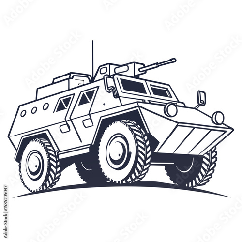 Armored vehicle with cannon and large wheels military vehicle transport