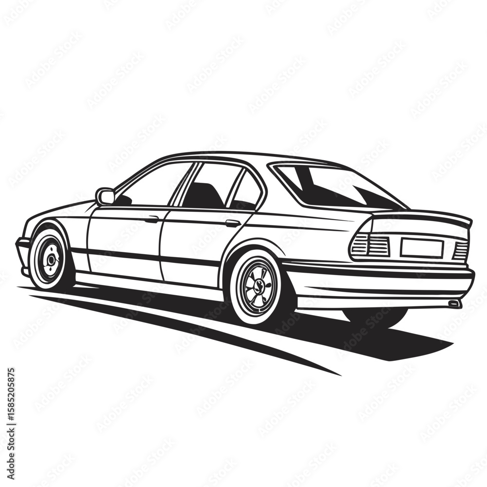 Fototapeta premium Black and white sedan car vehicle automotive