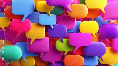 Vibrant Communication: An Eye-Catching Display of Multicolored Speech Bubbles for Social Media and Online Conversation Concepts Today.