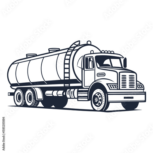 Black and white tanker truck illustration vehicle transportation