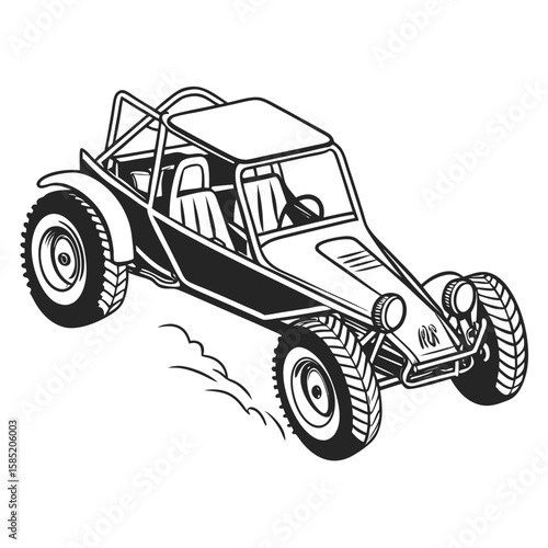Black dune buggy with large tires off road vehicle sand car