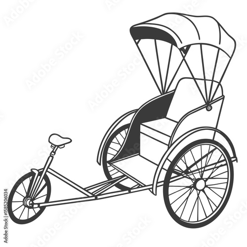 Black and white bicycle rickshaw transport vehicle