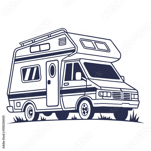 Camper van vehicle with sleeping area and windows motorhome travel