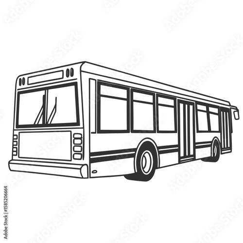 City bus vehicle with windows and wheels public transport transportation