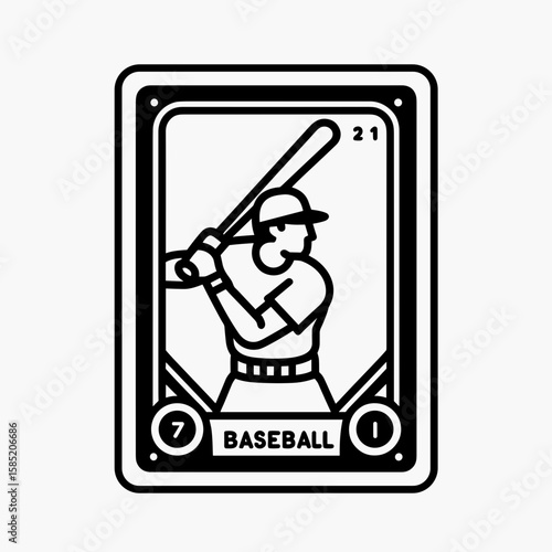 Baseball player with bat illustrated on trading card design  