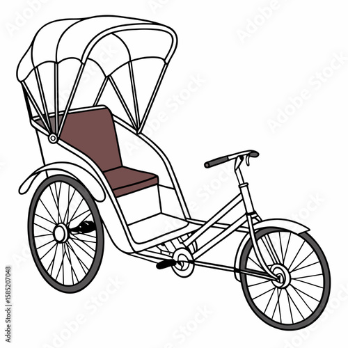 Brown seat bicycle rickshaw with canopy passenger vehicle