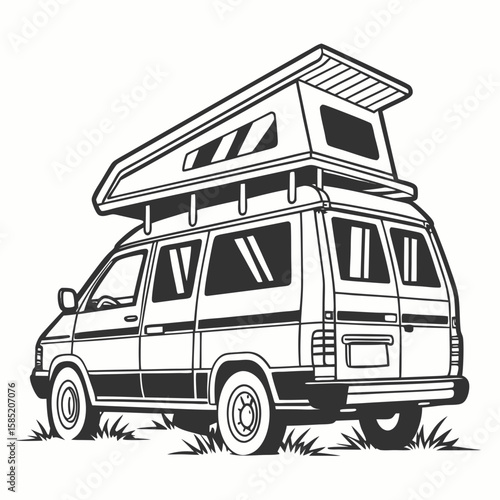 Camper van with pop top roof van life camping
