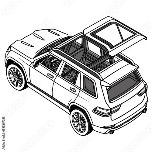 Convertible S U V with open sunroof and rear hatch vehicle automotive