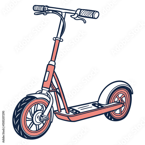 Coral and navy blue scooter with small wheels kick scooter personal transport