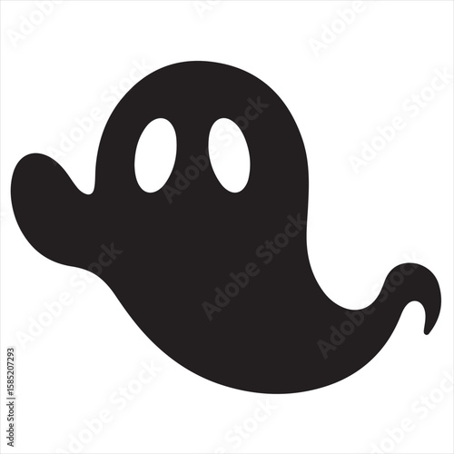 Silhouette Style Vector Halloween Ghost Logo Design – Scary Spooky Spirit Illustration for Holiday Decorations, Party Invitations, T-Shirt Prints, and Seasonal Branding Elements