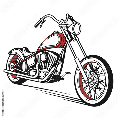 Chrome and red chopper motorcycle graphic custom