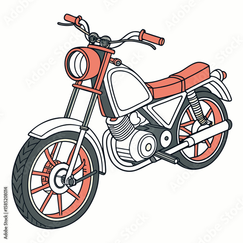 Coral and white vintage moped scooter retro