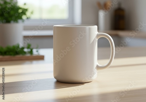 Wallpaper Mural White Mug on Wooden Table - Mockup for Your Design Torontodigital.ca