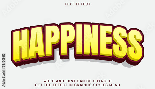 Bold 3d text effect celebrating the concept of happiness in bright colors