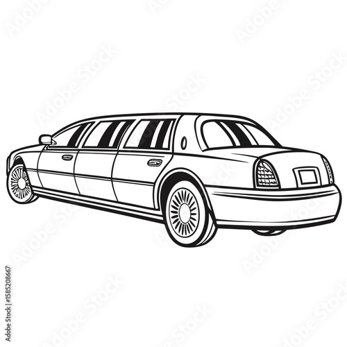 Elegant elongated black and white limousine luxury car stretched vehicle