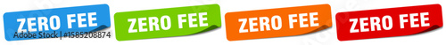 zero fee sticker. zero fee sticker set on white background