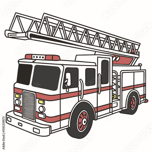 Fire truck with extended ladder emergency vehicle rescue