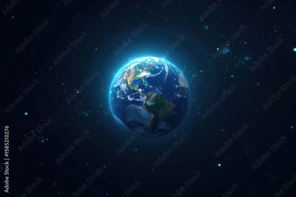 Obraz premium Pale blue dot, Earth against black backdrop of stars , world, gravitational lensing, stellar