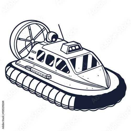 Futuristic hovercraft vehicle transportation watercraft