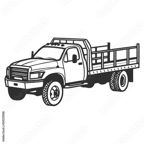 Heavy duty flatbed truck outline pickup truck utility vehicle