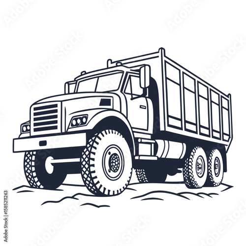 Heavy duty truck with large wheels cargo transport