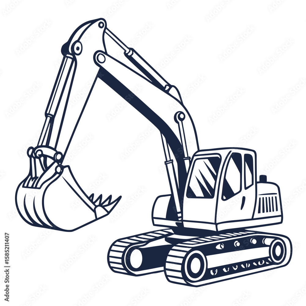 Fototapeta premium Heavy machinery excavator digging construction vehicle