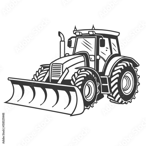 Heavy tractor with plow farming agriculture