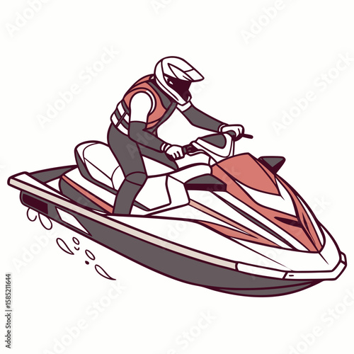 Jet ski rider in action watercraft helmet