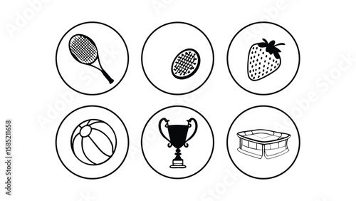 Wimbledon Dog Icon Set with Twelve Variations Vector Illustration in Multiple Colors on transparent background