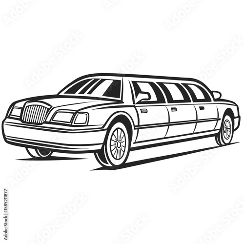 Luxury limousine car outline vehicle transportation