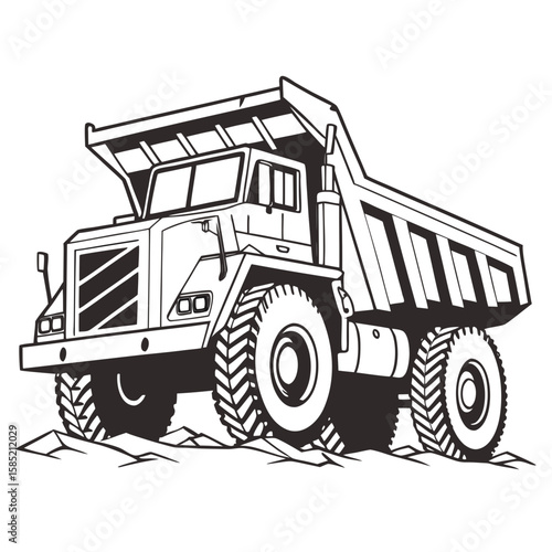 Heavy duty construction dump truck with large tires heavy equipment vehicle