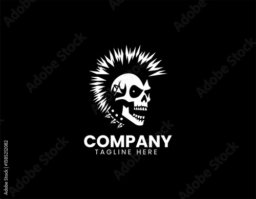 Edgy Punk Rocker Mohawk Rebel Attitude Music Vector Logo Design