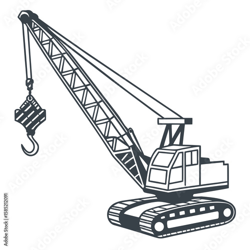 Heavy duty crawler crane lifting load construction heavy equipment