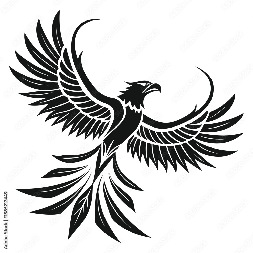 Fototapeta premium Majestic Mythical Bird Rising From Ashes Spreading Its Wings in Glorious Flight